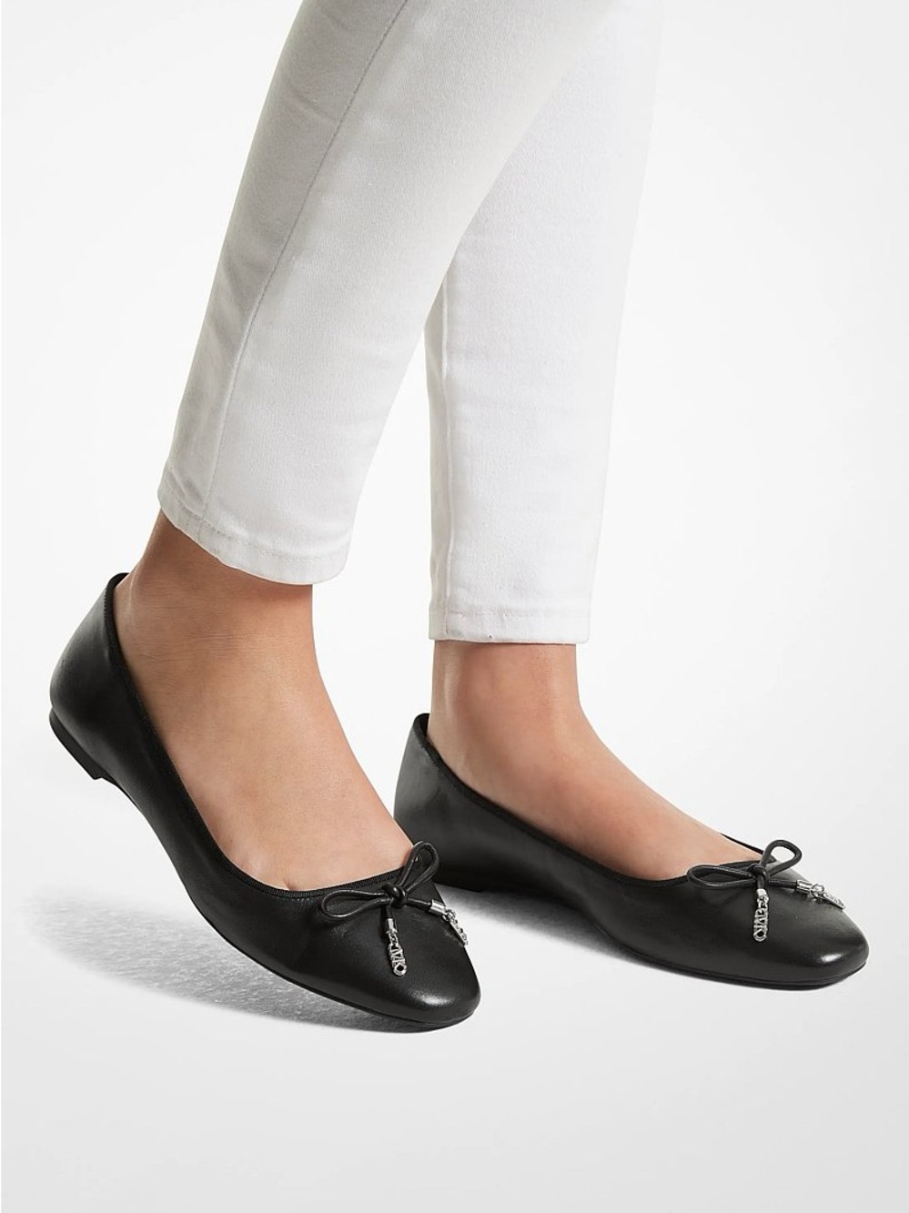 Michael Kors Leather Ballet Flats with Bow New